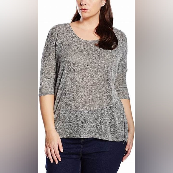 NWT, New Look Plus-Size Zip Hem Mini Boucle Top - Picture 1 of 13